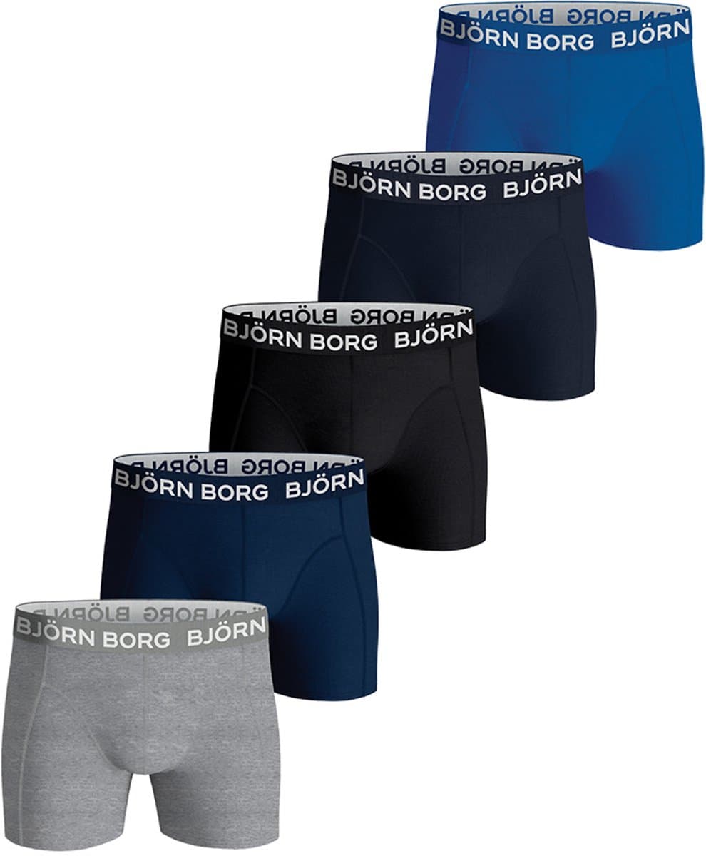 Björn Borg Cotton Stretch Jongens Boxershort - 5 stuks - Blauw/Grijs/Zwart - Jongens Onderbroek - Maat 158-164 (EAN: 7321465651358)