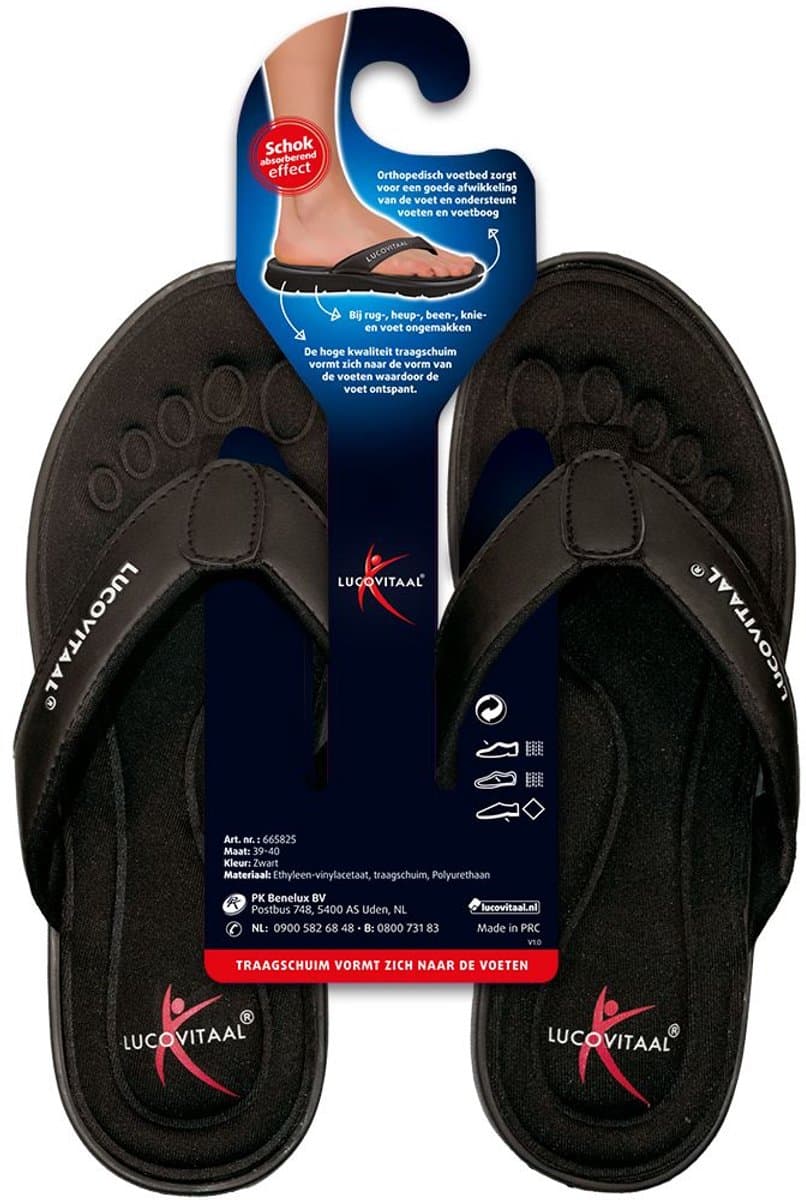 Lucovitaal Slipper Orthopedisch 39-40 Zwart Hanger (1 paar) (EAN: 8713713665825): Orthopedisch klinkt misschien stijf, maar dit is echt comfy