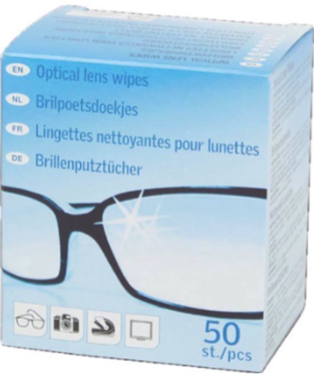 Brillendoekjes Vochtig - Streeploos - Multifunctioneel - Wegwerp - 50 stuks (EAN: 1495834757494)