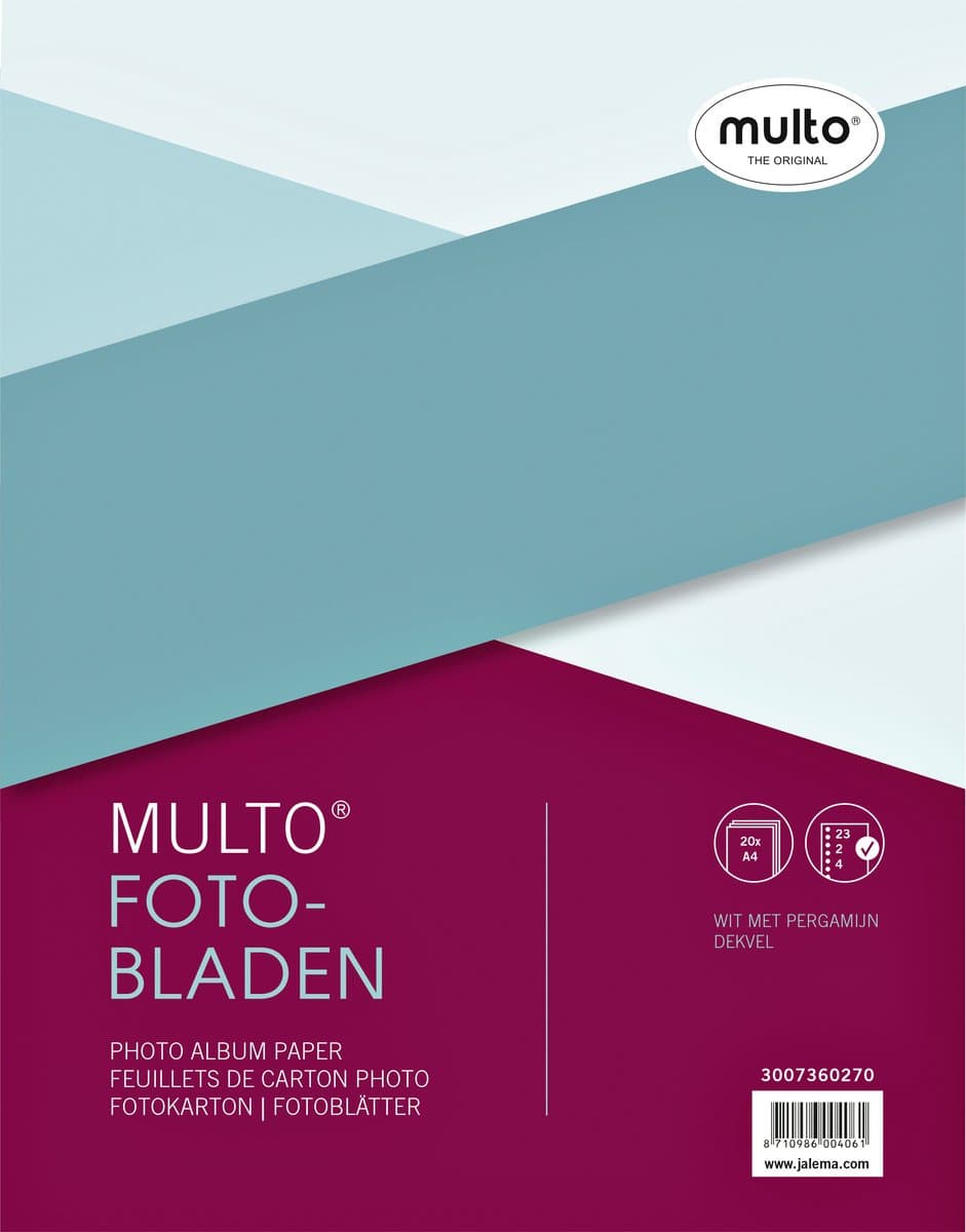 Multo fotobladen - A4 - 23-gaats - wit - met zuurvrij dekvel - 20 stuks - MU-3007360270 (EAN: 8710986004207)