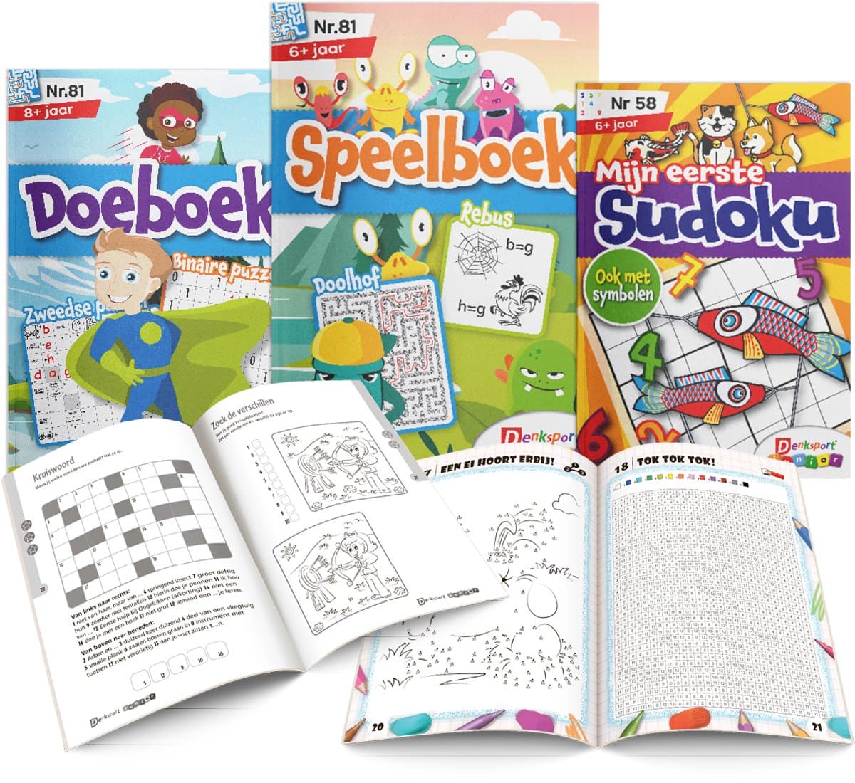 Denksport Junior puzzelboek pakket nr. 4 (EAN: 8710835874289): Een speelse stap met de ogen