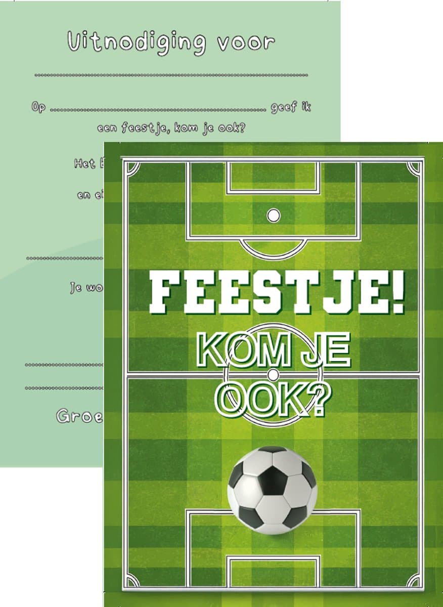 METIWA - Uitnodiging Kinderfeestje Voetbal - 10 stuks - Uitnodigingskaarten Voetbal - Uitnodiging Verjaardag - Uitnodiging Kinderfeest - Uitnodiging Feest (EAN: 8720769032051)