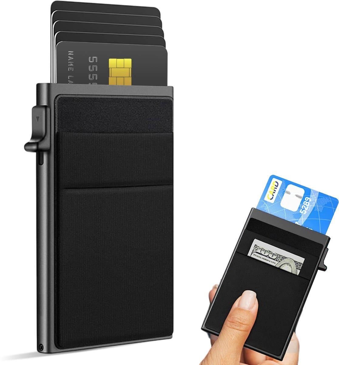 Luft Pasjeshouder voor 10 pasjes - Veilig - Uitschuifbaar - RFID bescherming - Wallet Kaarthouder - Portemonnee - Card Holder - Heren - Voor mannen en vrouwen - Pasjes houders - Zwart (EAN: 8720929628032): **Waarom dit pasjeshouder zo fijn is**
