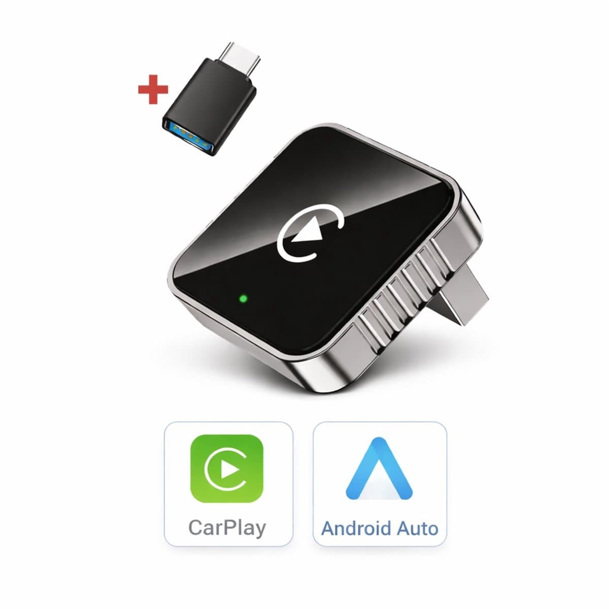 Astravon Draadloze CarPlay- en Android Auto Adapter - 2-in-1 - Plug & Play -CarPlay Dongle - Draadloos - USB C & USB - Converteert Bedraad Naar Draadloos - Snelle Automatische Verbinding - Geen Vertraging - Compact - Zwart - (EAN: 8721325830197)