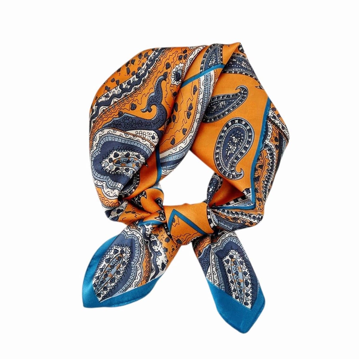 Dames sjaaltje satijn- Oranje silk feeling Shawl- Neksjaaltje 70x70 cm- Hoofdsjaal- Cadeau voor vrouwen , dames- Stewardess Sjaaltje | Moederdag| Valentijnsdag| Koningsdag sjaal oranje, blauw (EAN: 6999852028192)