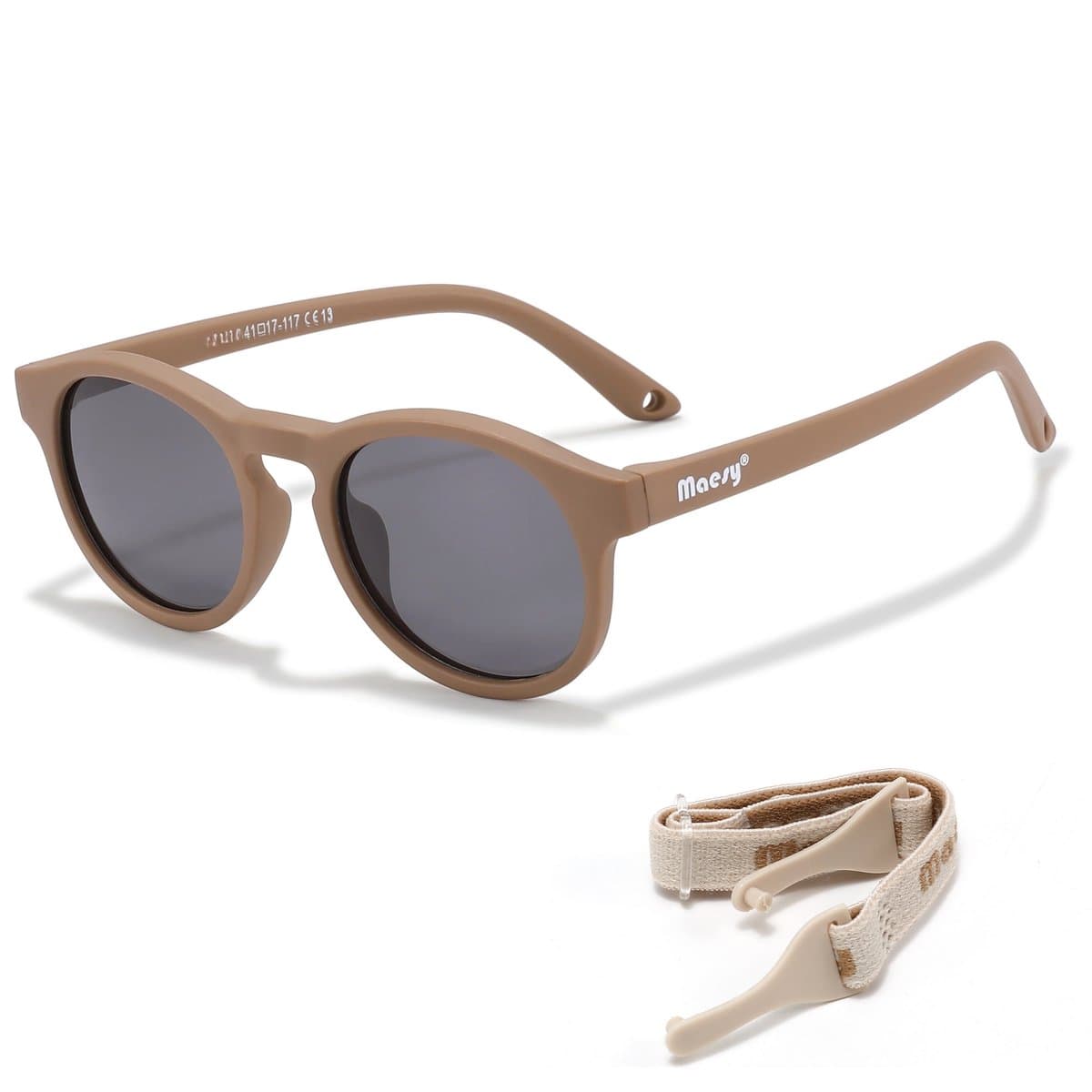 Maesy Baby Zonnebril Bowi - 1 t/m 3 jaar - Elastiek - Flexibel - UV400 Bescherming - Zonnebril Kind - Taupe Bruin (EAN: 8720299855250)