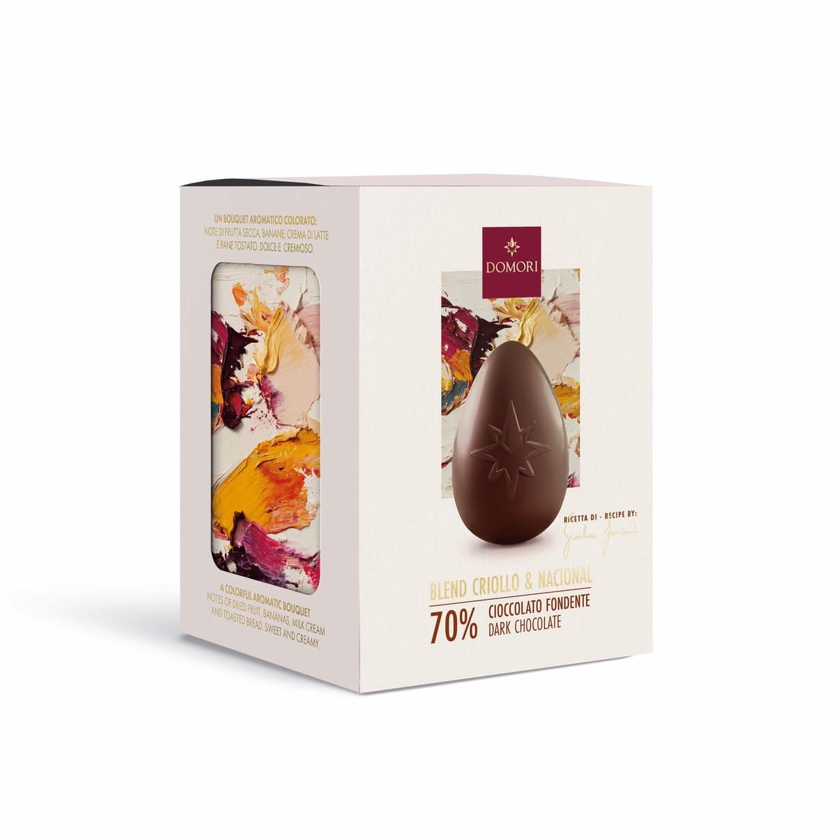 Domori - Gianluca Franzoni Luxe Pure Chocolade Paasei 70% Cacao – Ecuador Criollo Dark Chocolate Ei – Premium Chocolade Cadeau met Verrassing – 70 g (EAN: 8026861056057)