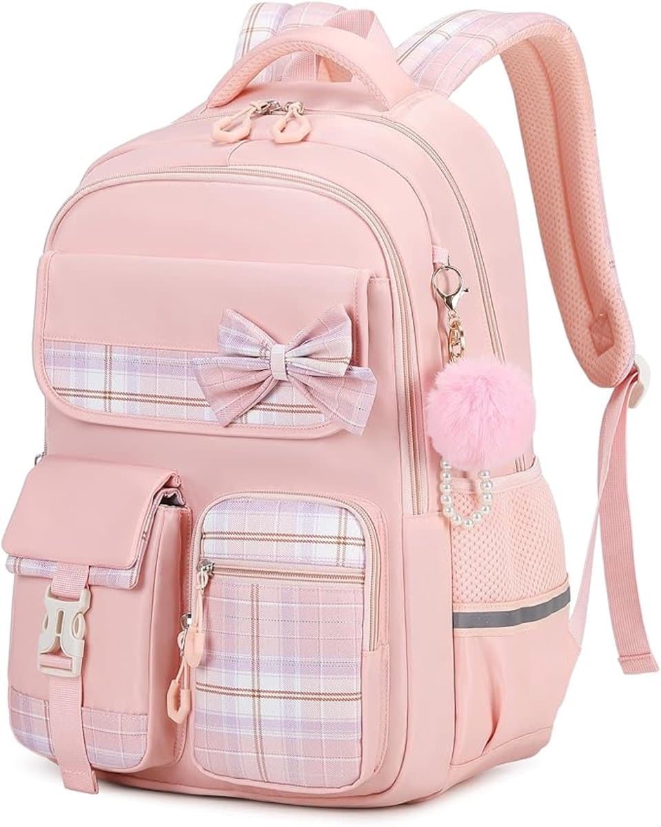Meisjes School Student Schooltas - Outdoor Rugzak met trolleyband - Waterdicht - Schooltas - Rugtas - Tieners - Boekentas - Rugzak Meisje - Rugzak jongens - Rugzakken - Rugzakken met grote capaciteit - Rugtas Voor Kinderen - Laptop Rugtas - Roze (...