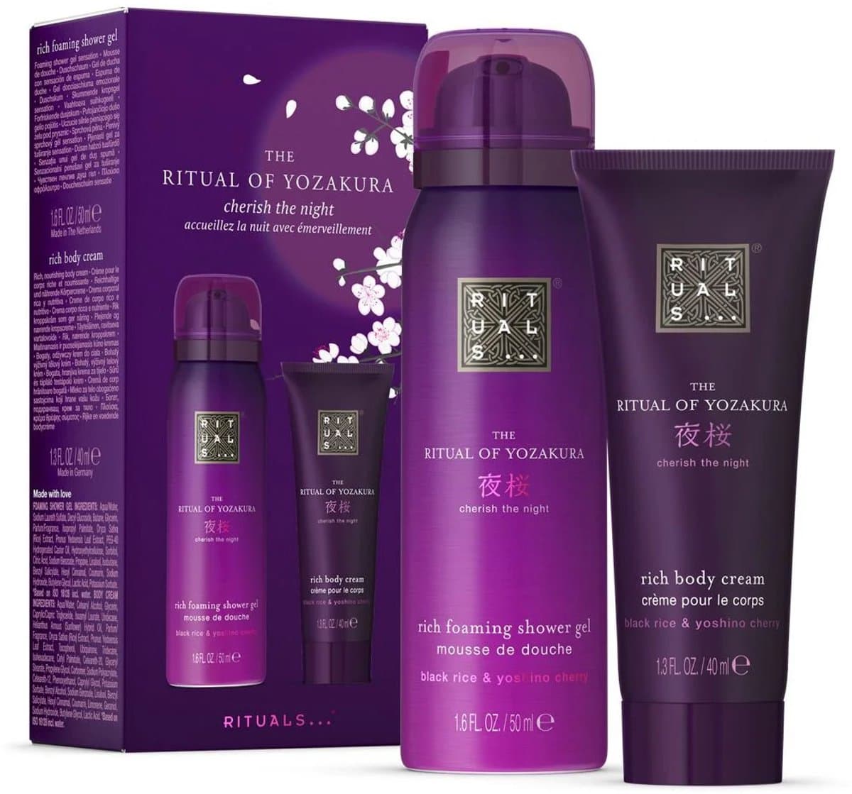 Rituals - Geschenkset voor Vrouwen - 2 Producten - Douchegel 50 ml + Bodycrème 40 ml - Ritual of Yozakura - Giftset Vrouw - Cadeaudoos - Geschenkdoos - Pakket - Doucheschuim - Badschuim - Douchefoam - Foaming Shower Gel - Douche Foam - Body Cream ...