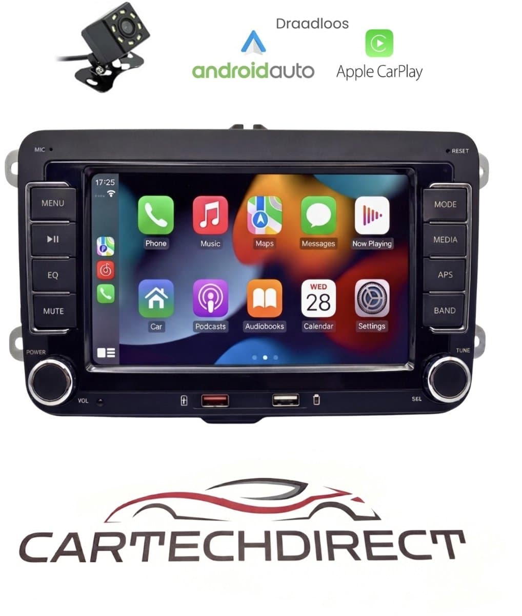 CarTechDirect-Apple Carplay/Android auto scherm (Draadloos)-Plug&Play- geschikt voor Volkswagen,Skoda&Seat- vw Golf,Polo,Tiguan,Touran,...-7inch Touchscreen-Bluetooth-Usb-Achteruitrijcamera (EAN: 5419980691606): Waarom deze scherm een gamechanger ...