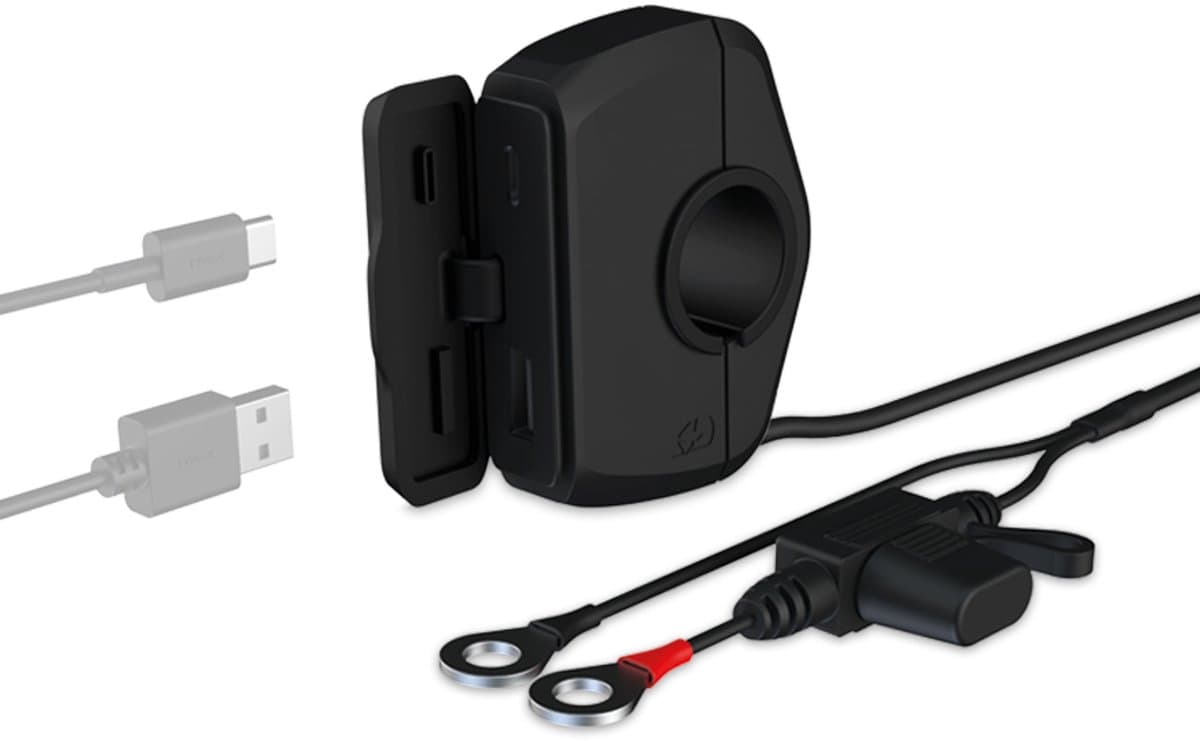 Oxford dubbele waterdichte USB lader met afdekklep, kan mooi geïntegreerd naast het handvat, voor zowel voor A als C aansluiting (EAN: 5030009457197)