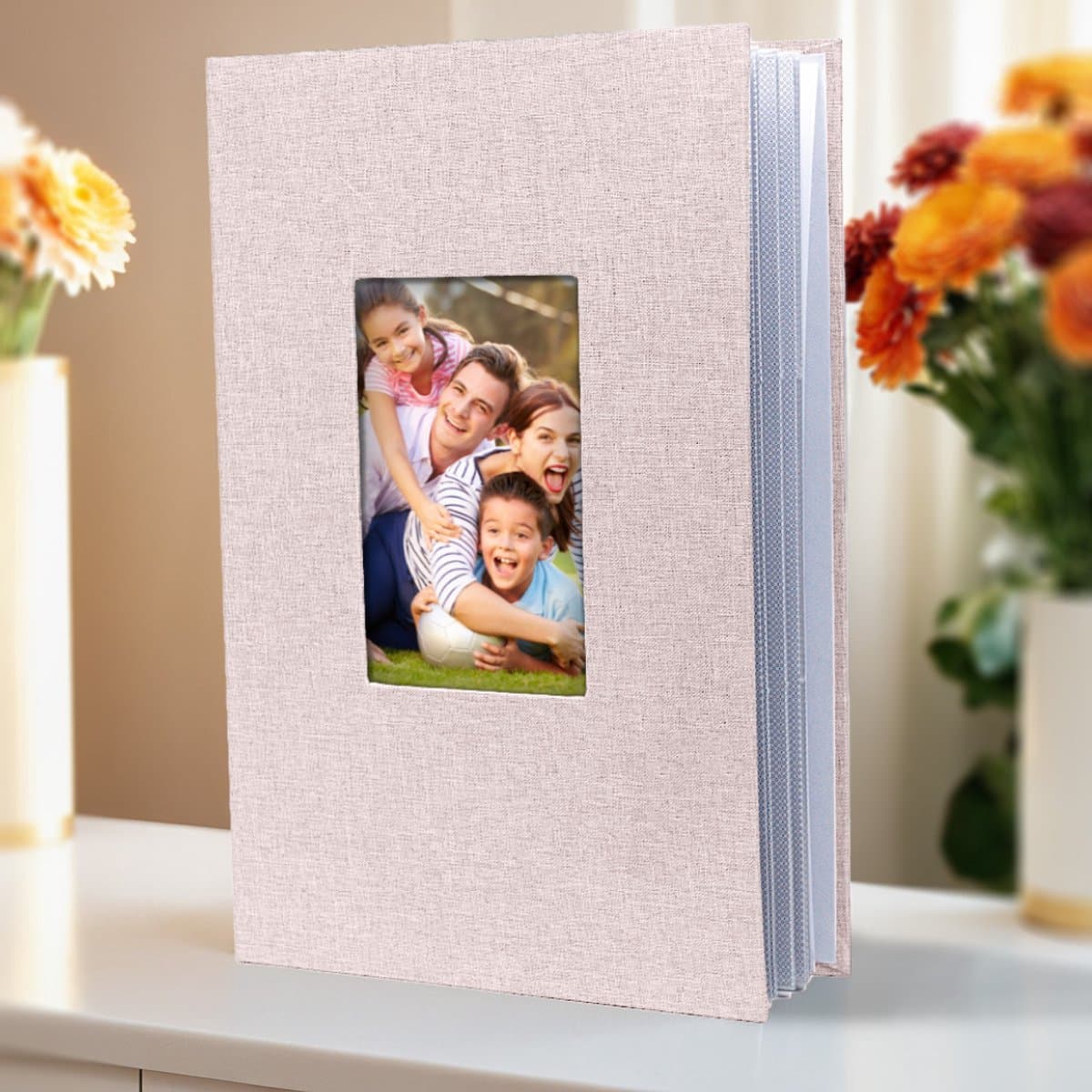 Familie fotoalbum, kan 300 foto's bevatten (6-inch foto's), groot formaat, linnen omslag, ideaal fotoalbum voor familie, bruiloft, reizen en baby, 33*22*5cm,Beige (EAN: 8410900046435)
