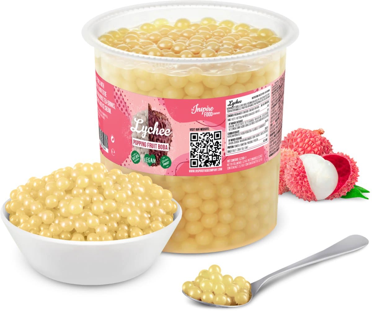 Inspire Food Company - Bubble tea - Bubble Tea Parels - Popping Boba Pearls - Popping Fruitparels - Lychee - 3.2 KG (EAN: 4710007520048)