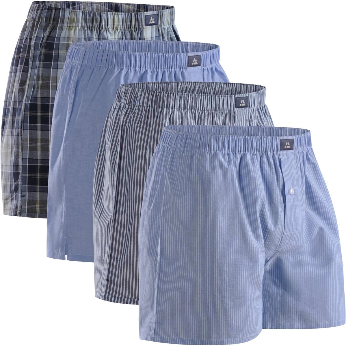 DANISH ENDURANCE Losse Boxershorts biologisch katoen Heren Ondergoed - Knoopgulp - 4-pack - Blauw/Gestreept Mix - Maat L (EAN: 5713205027080)