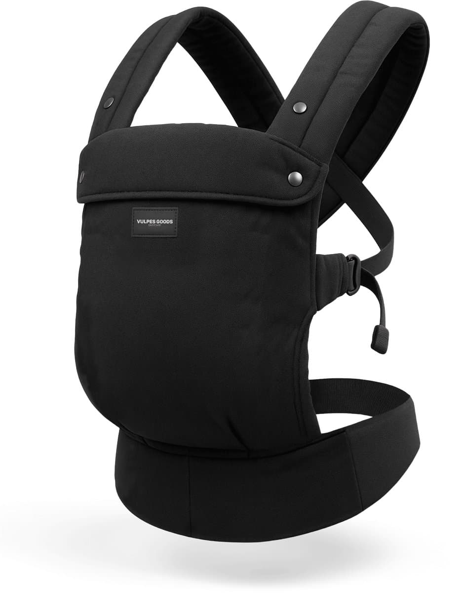 Vulpes Goods® BabyCare - Draagzak – Ergonomische Baby Draagzak 0-36 mnd – Luxe Buikdrager tot 20 kg – OEKO-TEX® Katoen – Handsfree Comfort - Met Rugsteun & M-Positie - Zwart (EAN: 8721325569011)