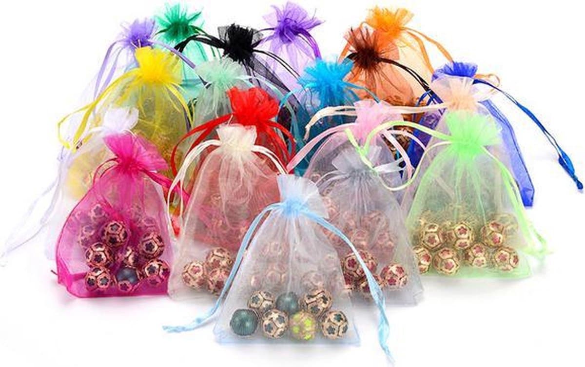 Faas Organza Uitdeelzakjes - Organza zakjes - Feestzakjes - Cadeauzakjes - 100 Zakjes - 10 Kleuren (EAN: 8720167427183)