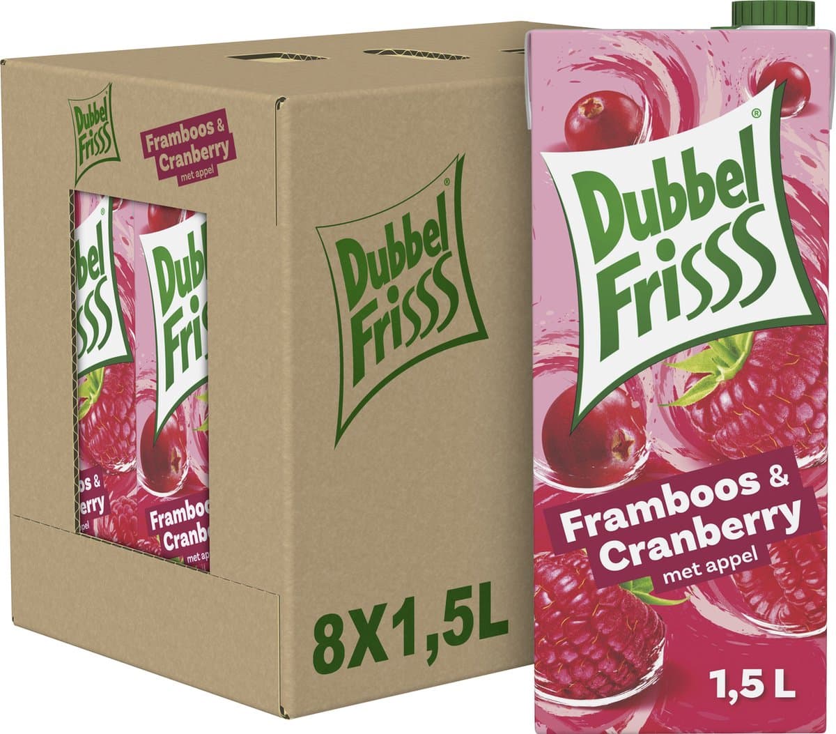 Dubbelfrisss Framboos Cranberry - Frisdrank - 8 x 1,5L (EAN: 8720157467526)