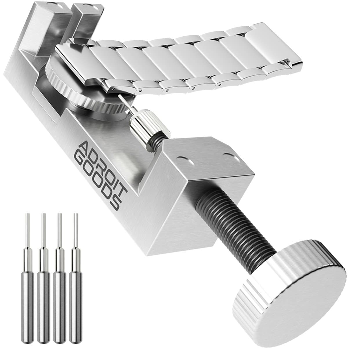 AdroitGoods Horlogeband Inkorter - Staal - Horloge Gereedschap - Horloge Pin Verwijderaar - Inclusief 4 Pinnen (EAN: 8720299823549)