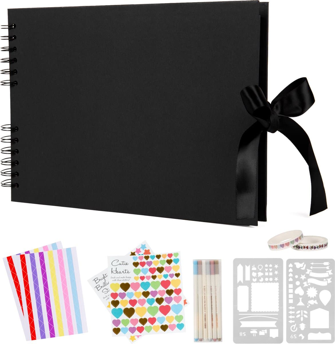 Plakboek - Inclusief Accessoires - Scrapbook - Handig Universeel Formaat - Plak tot wel 160 Foto's - Fotoboek - Met Stickers, Pennen en Meer - Zwart - van Saaf (EAN: 8720167429194): **Wat maakt dit plakboek zo bijzonder**