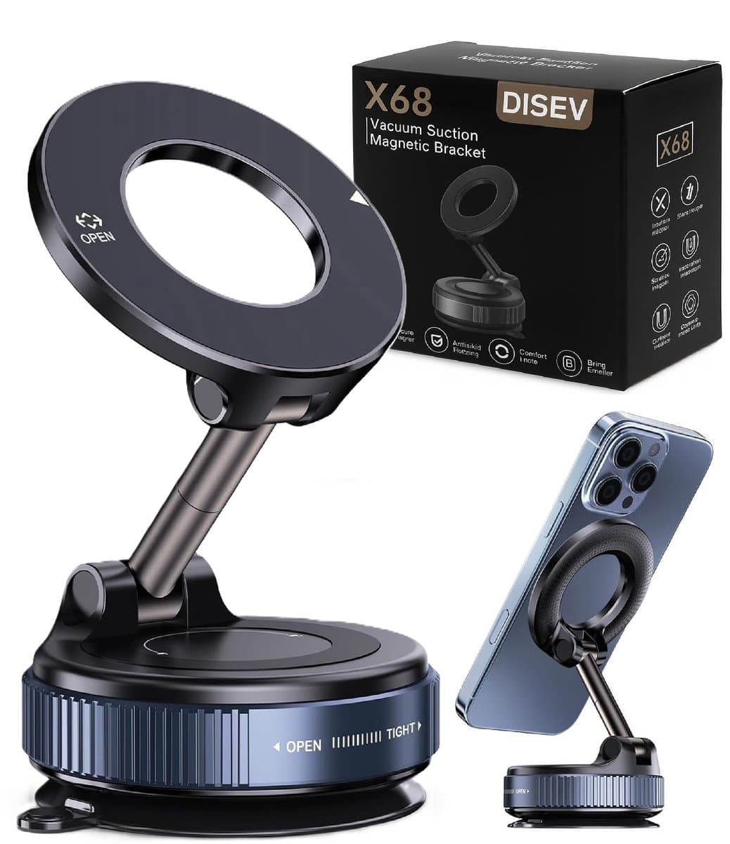 DISEV® - Magnetische Telefoonhouder Auto - GSM Houder - Mobiele Telefoonhouder - Vacuüm Magnetische Telefoonhouder – 360 graden Te - Off-Road en drempel Proof - Dashboard - Magneet Telefoonhouder - Autohouder - Auto Accessoires - Auto telefoonhoud...