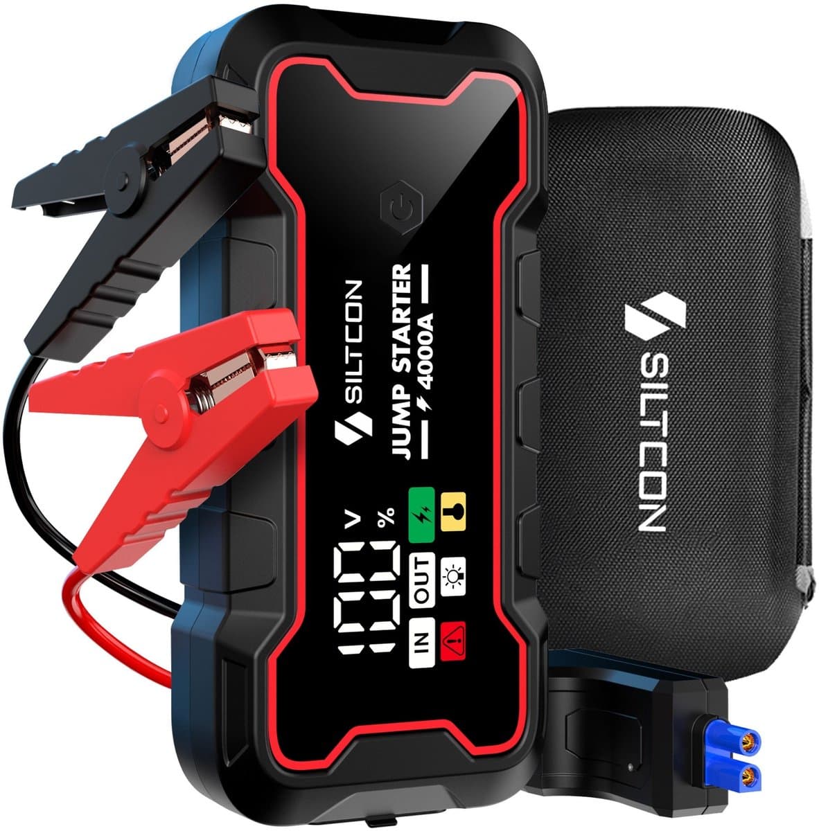 Siltcon® 12V 4-in-1 Jumpstarter Voor Auto - 4000A / 24.000 mAh Powerbank - Startkabels - Jumpstarters - 18W USB-C Snellader - LED Zaklamp - SOS Noodlicht - Noodpakket - Alle Voertuigen - Inclusief Opberghoes (EAN: 8721082920780)