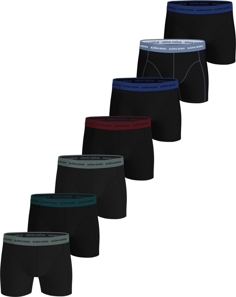 Björn Borg Cotton Stretch Boxershort Heren - Zwart/Groen/Blauw/Rood - 7 stuks - Heren onderbroeken - Katoenen Boxer - Maat L (EAN: 7321465822635)