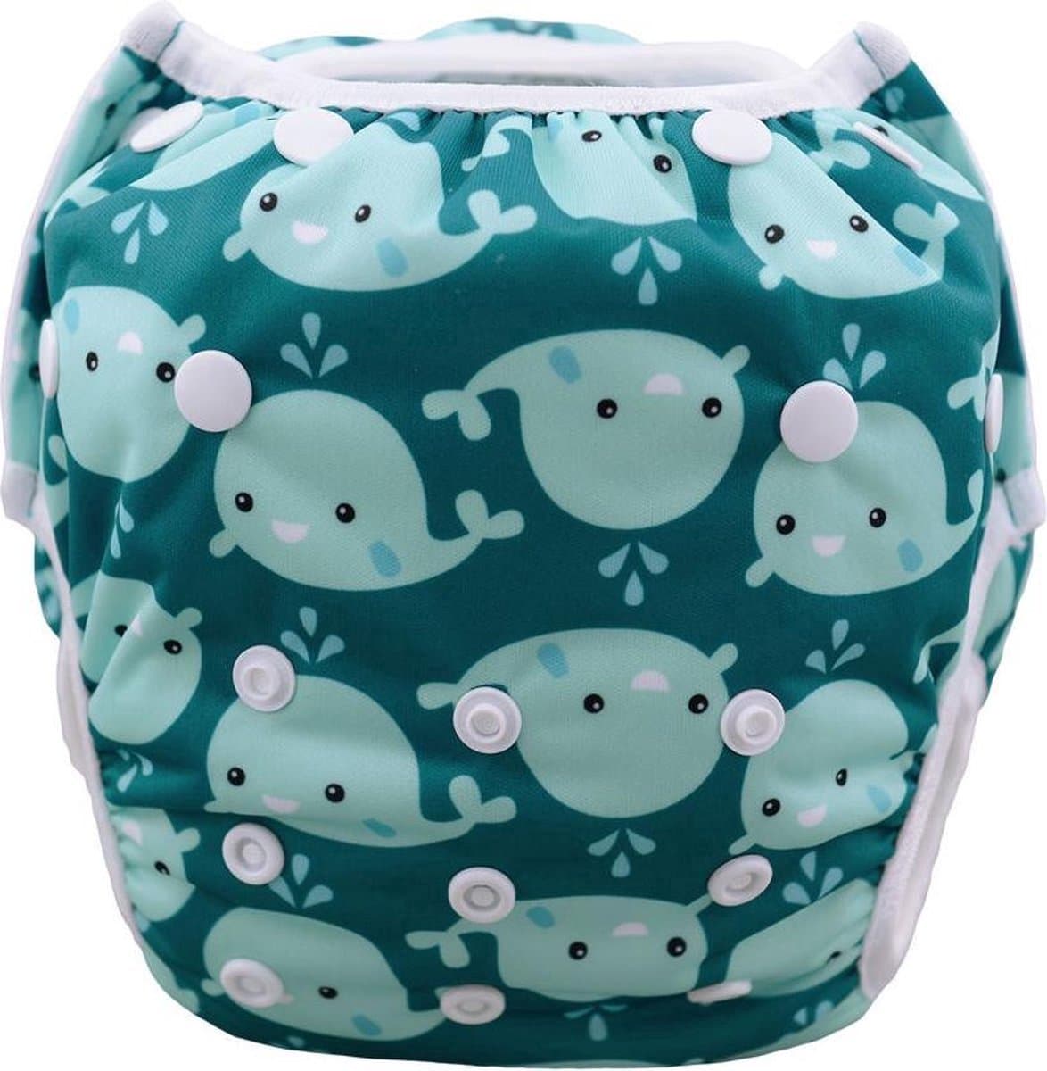 Wasbare Zwemluier – One Size 8–25 kg – Blauw Walvissen – Verstelbaar & Duurzaam (EAN: 8721335450385)