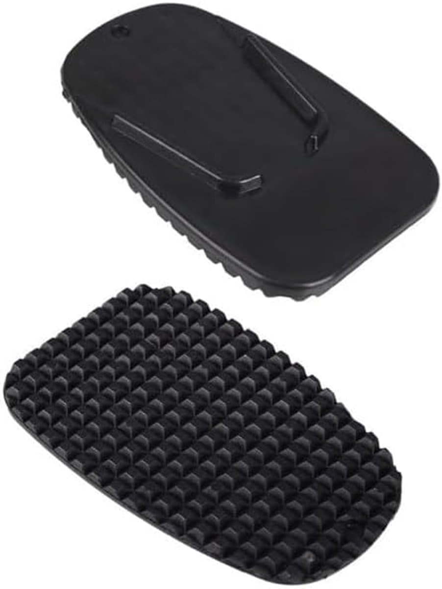 2 stuks zwarte motorfiets zijstandaard pad, motorfiets zijstandaard antislip plaat basis parkeerstandaard ondersteuning kunststof pad, carrosserie- en framedelen motorfiets en powersports - 2 stuks - Voetsteunen voor motorstandaard - Zwart (EAN: 9...