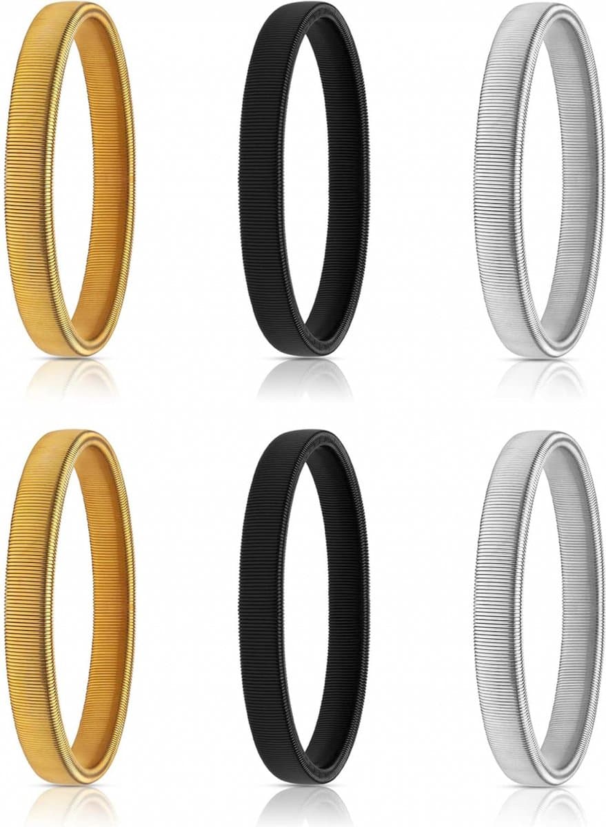 Mouwophouder - 6 stuks - Sleeve holder - Classic - Elastisch - Dames Heren - Sleeve holders - Elastische Metalen Armbanden - Metalen Mouwhouders (EAN: 9193396680541)