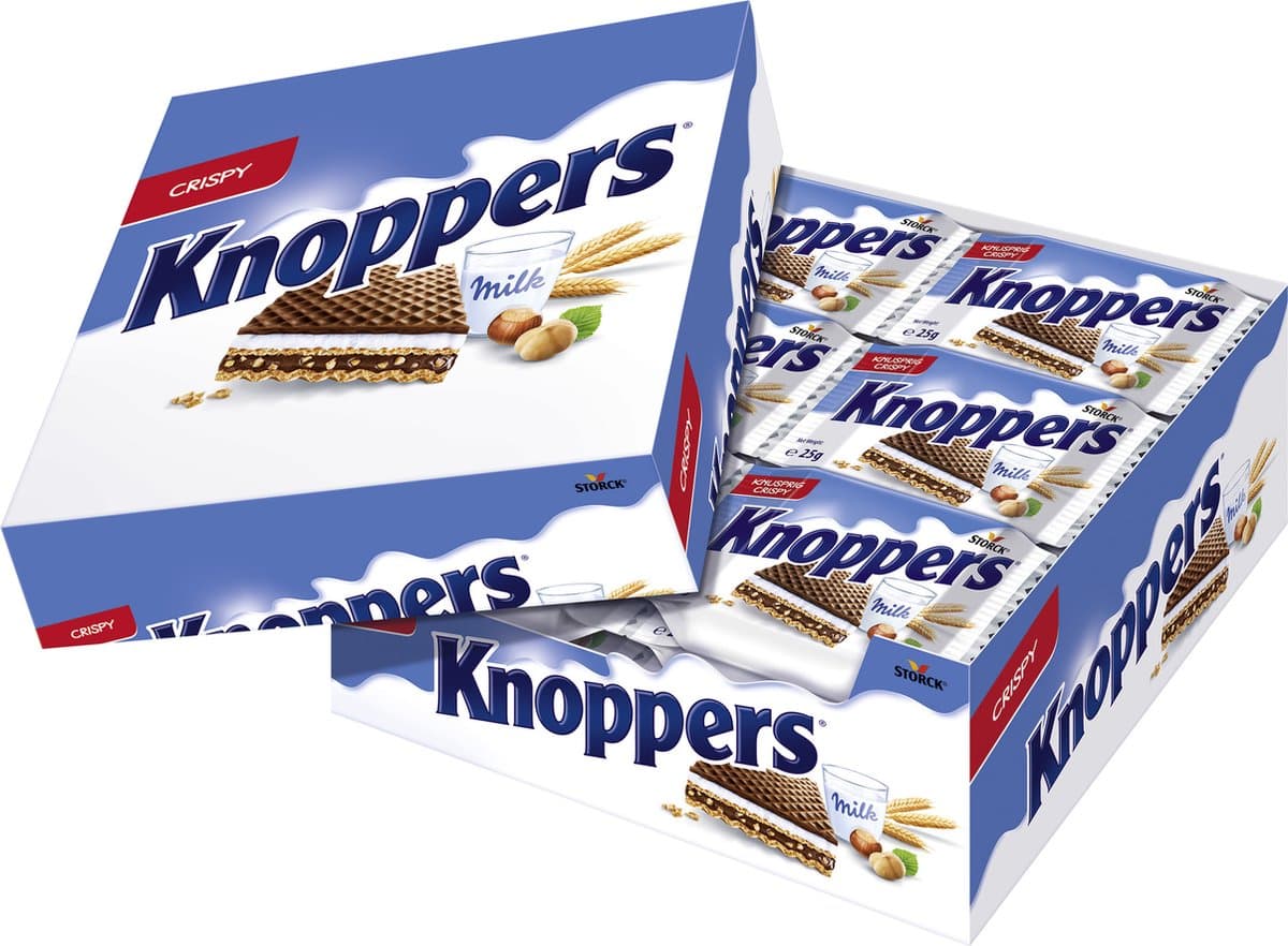 Knoppers - Choco Wafels (Doos á 24 stuks) - uitdeel koekjes (EAN: 4014400471243): ✨ De eerste indruk Een knapperig kunstwerk