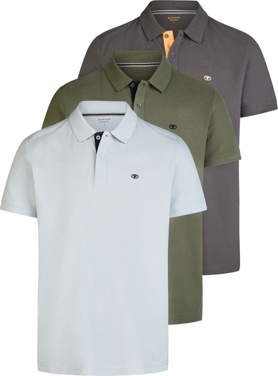 Tom Tailor Heren Polo Poloshirt 3-Pack regular fit Veelkleurig XL Volwassenen - gemaakt van 100% katoen (EAN: 4068128451988)