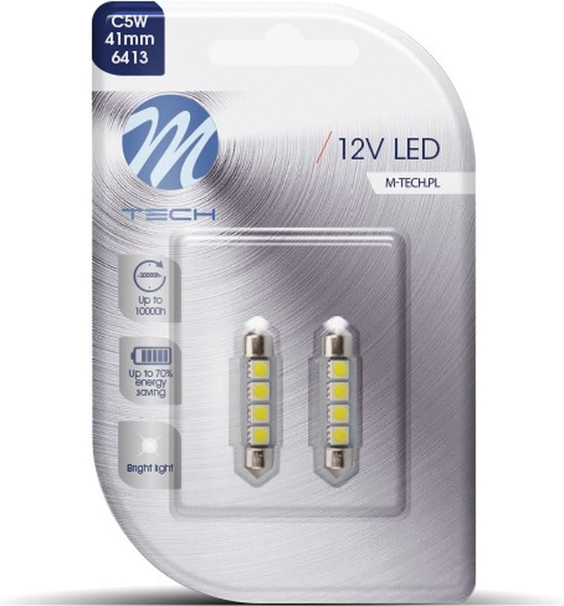M-Tech LED C5W 12V 41mm - Basis 4x Led diode - Canbus - Wit - Set (EAN: 5901508510570)