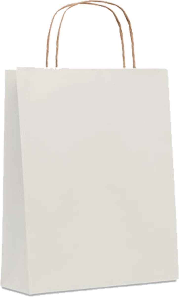 Geschenktas - Cadeauverpakking - Cadeautas - Giftbag - Tasje - Papier - 18 x 21 cm - wit (EAN: 8719941051522)