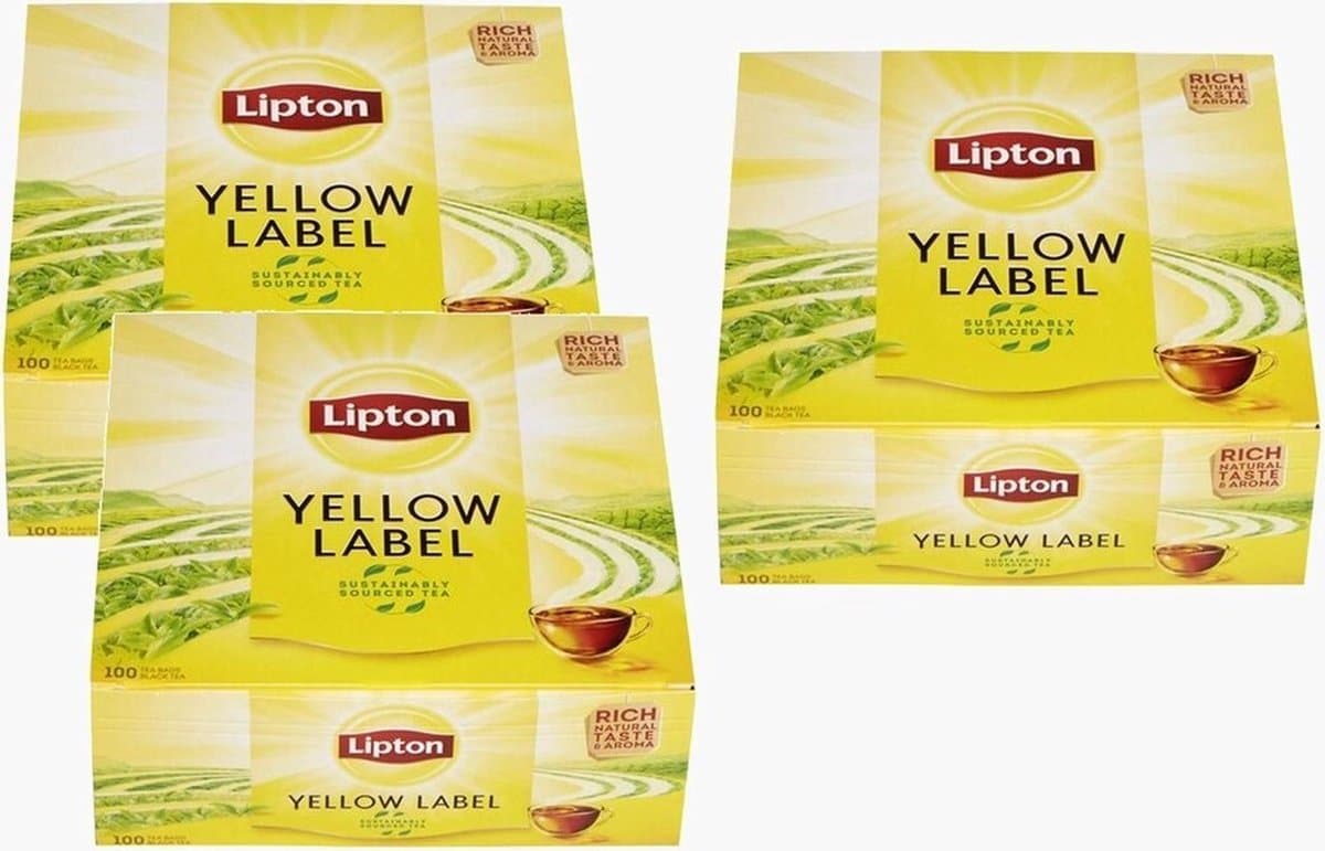 Lipton thee Yellow Label Tea value Pack 3 x100 tea bags = 300 tea bags (EAN: 8711327516007)