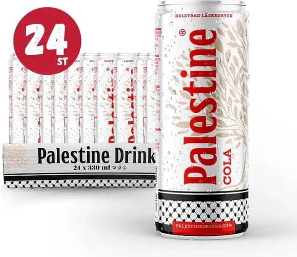 Palestine Drinks® - Palestine Cola - Verfrissende Frisdrank - Natuurlijke Ingrediënten - 24 blikjes van 330 ml - Glutenvrij - Halal - Palestina Cola (EAN: 8720844058976)