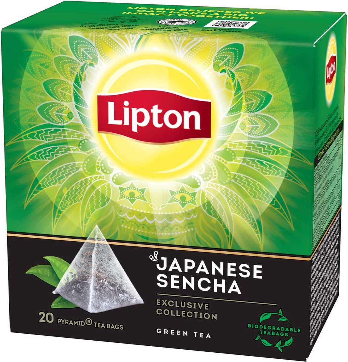 Lipton Green Tea Japanse Sencha - 80 Theezakjes Piramid - Groene Thee Sencha - 4 x 20 Zakjes - Voordeelverpakking (EAN: 5063270102244)