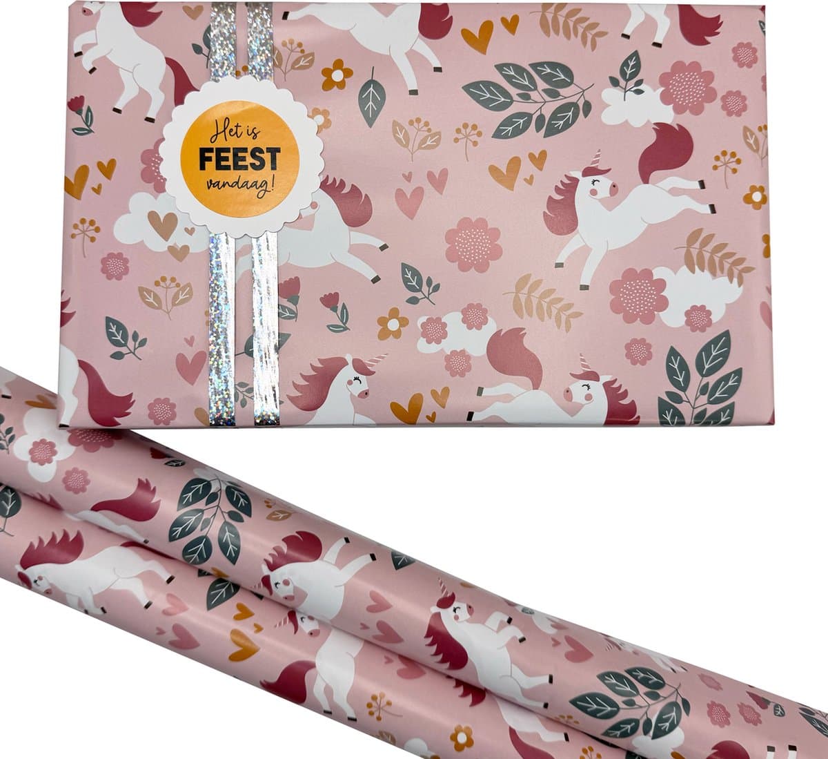 Inpakpapier Eenhoorn - 2 rollen 70CM - Cadeaupapier - Verjaardag - Baby - Kind - Inpakken - Unicorn - Meisje - Hippekaartjeswinkel (EAN: 8721082529778)