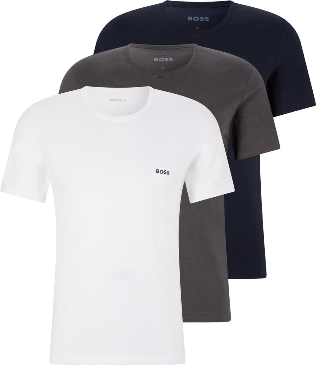 HUGO BOSS Classic T-shirts regular fit (3-pack) - heren T-shirts O-hals - grijs - wit - navy (EAN: 4063535141699)