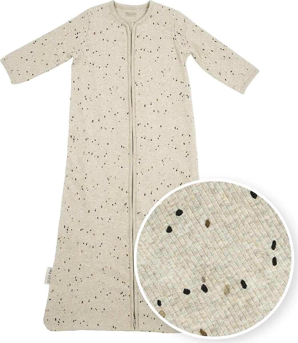 Meyco Baby Rib Mini Spot baby slaapzak met mouwen - sand melange - 70cm - 1.0 TOG (EAN: 4054703227185)