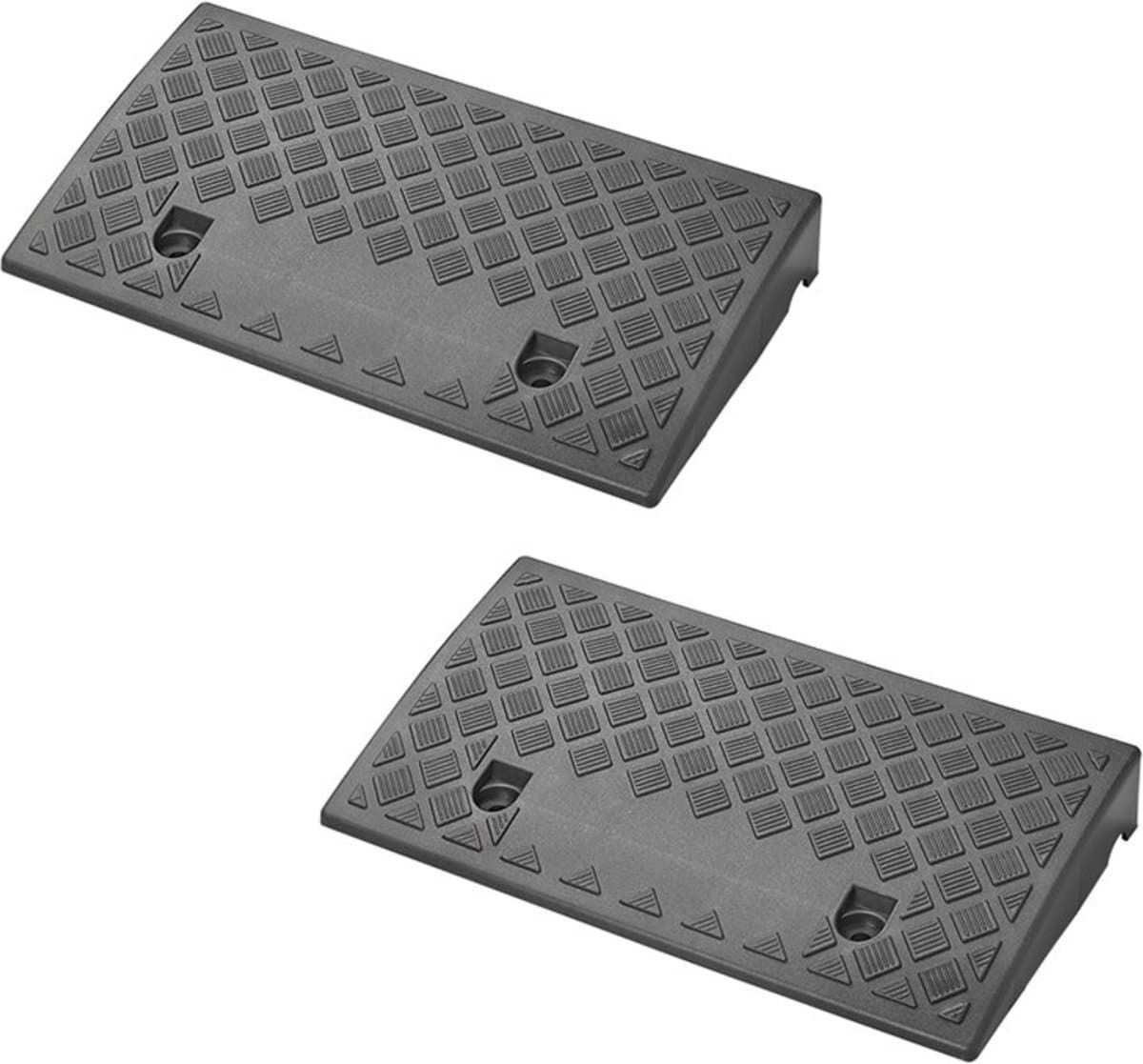 ProPlus Oprijblok voor Opstaande Rand - 50 x 27 x 7 cm - Oprijplaat - Stoeprand Oprit - Oprijbrug - Oprijbok - Lichtgewicht kunststof - Max 3000 kg belastbaar - 2 stuks (EAN: 8719946004509)