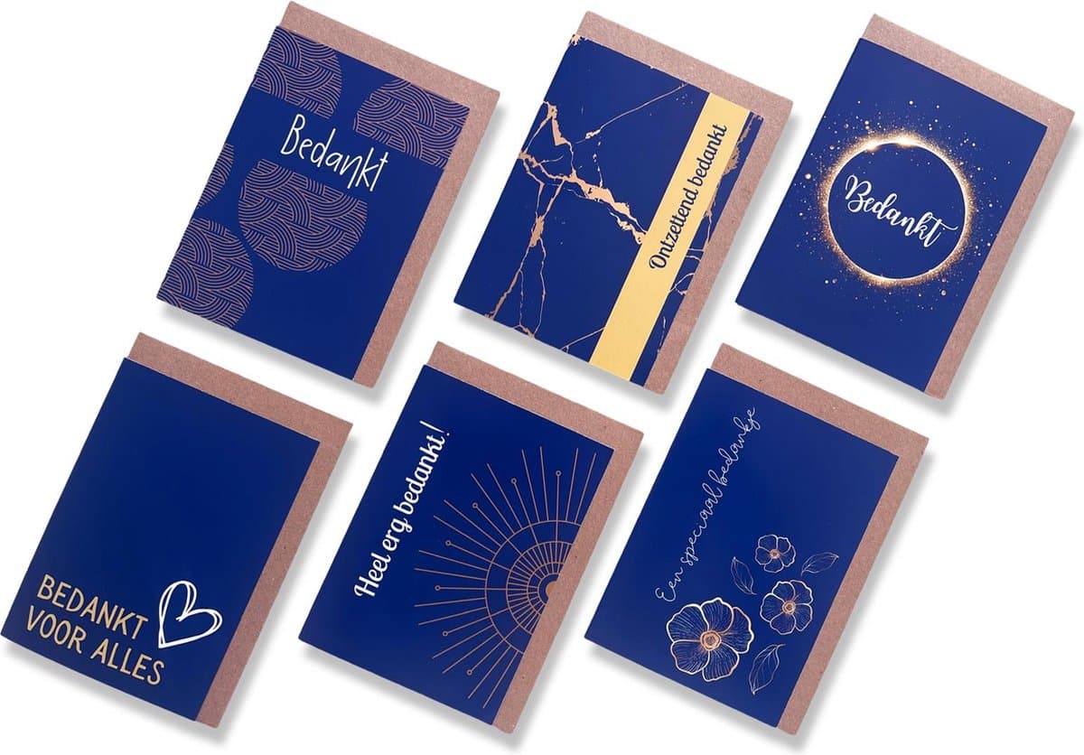 Cards & Crafts 36 Bedankt Kaartjes met Enveloppen set - 15x10 cm Gevouwen Kaarten Set Thank You Cards A6 (EAN: 0710663462922)