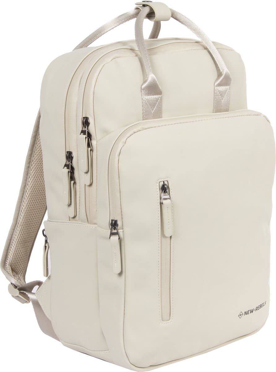 New Rebels William Milwaukee Beige 18L Rugzak Waterafstotend Laptop 15.6 Schooltas - Update: sterke ritsen (EAN: 8720629078922): 👀 Eerste blik design en materiaal