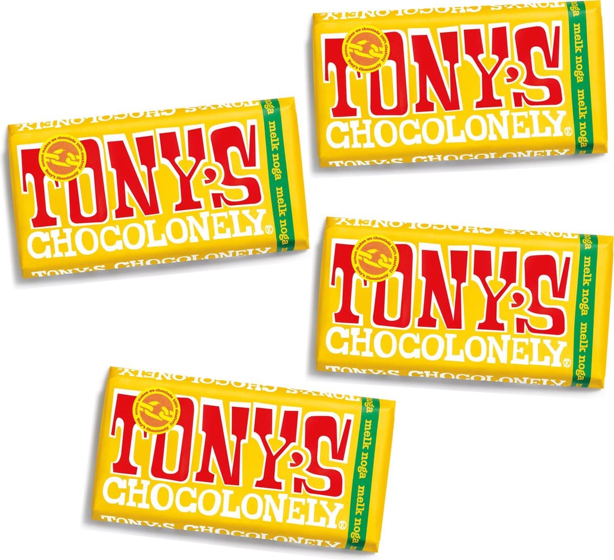 Tony's Chocolonely Melk Noga Chocolade Reep - 4 x 180 gram (EAN: 8719956494796)
