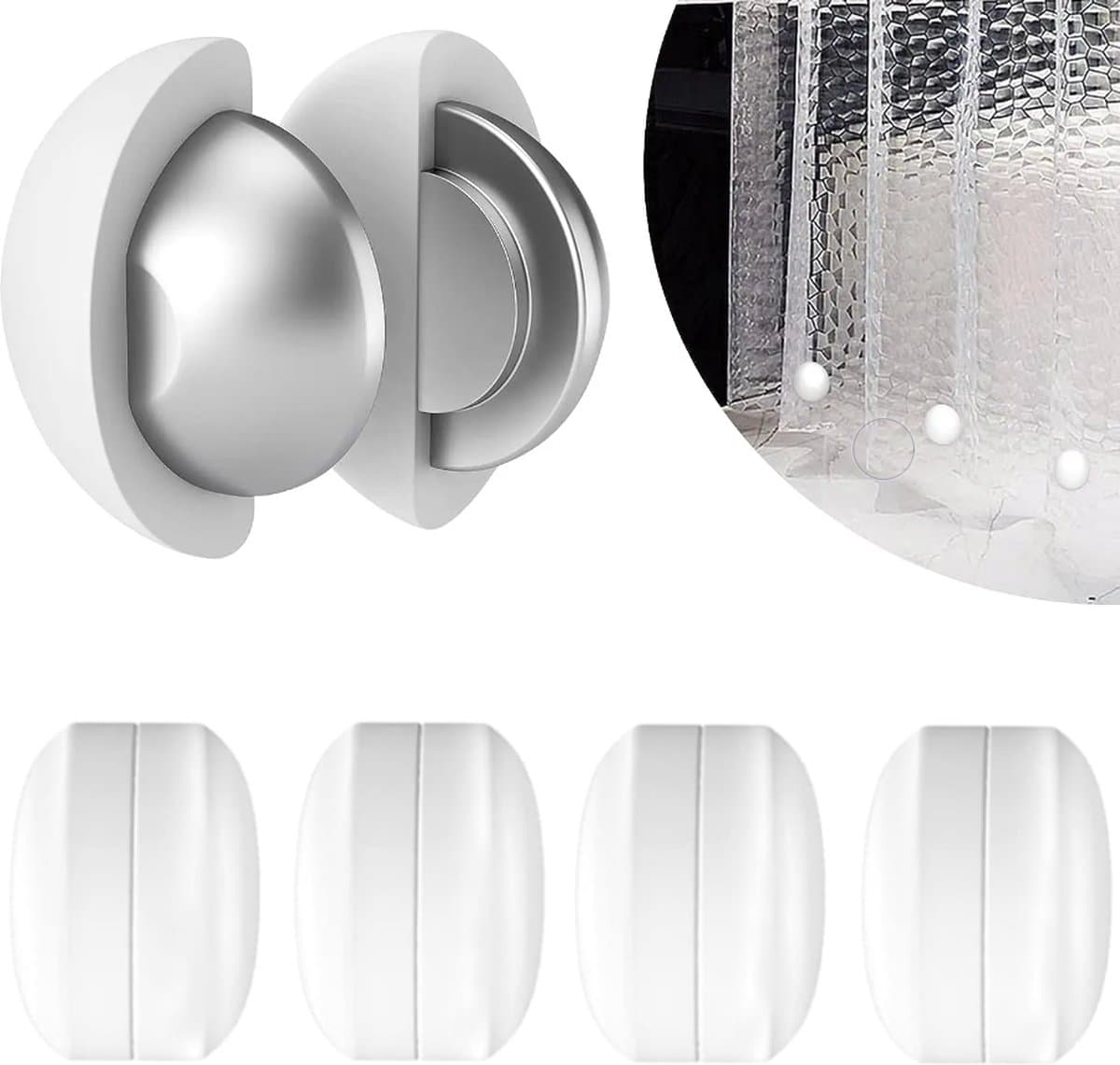 GLODI GOODS® Douchegordijn gewichtjes 4 stuks - Siliconen magneten verzwaarders – RVS gordijn loodjes – Douchegordijngewichten - WIT (EAN: 8720938452819): De strijd tegen het wapperende gordijn 🚩