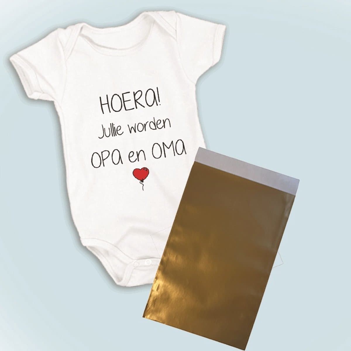 Hospitrix Baby Rompertje met Tekst HOERA jullie worden Opa & Oma! Balloon Je wordt oom + Kaart | Korte Mouw | Cadeau voor Zwangerschap | Bekendmaking | Aankondiging | Aanstaande Moeder | Moederdag (EAN: 8720874073406)