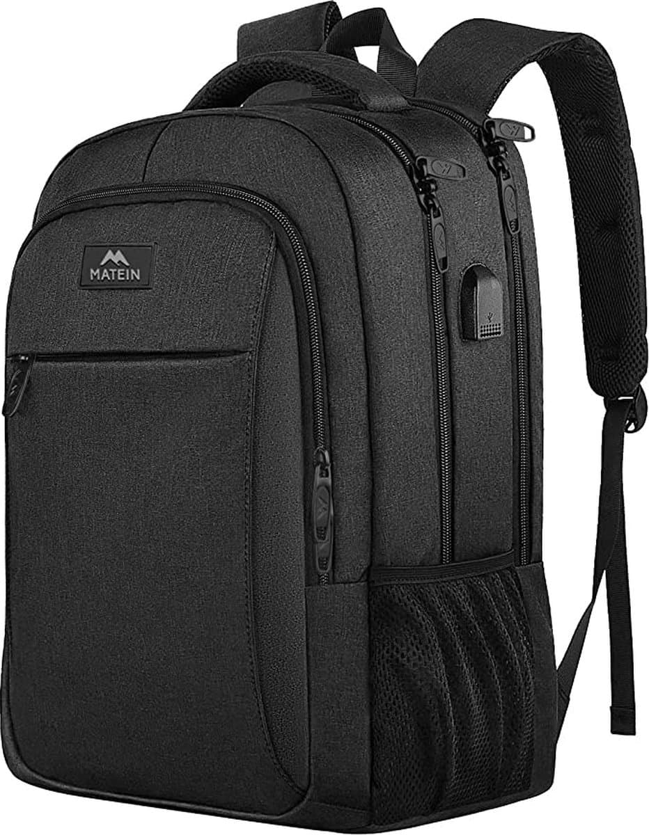 PS rugzak 36 liter met USB oplaadpoort, veel vakken, geschikt voor laptop, als schooltas, waterbestendig, voor dames en heren,handig en mooi in de kleur zwart (EAN: 9504164616578): Een prachtige base voor al je toepassingen