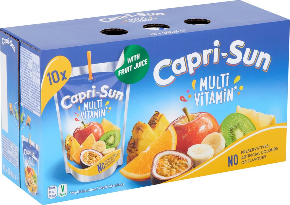 Capri-Sun vruchtenlimonade Multivitamin, zakje van 200 ml, pak van 10 stuks (EAN: 4000177020463): 🎒 Waarom dit zakje nou zo bijzonder is