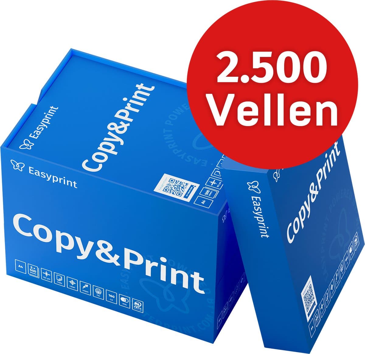 Easyprint Printerpapier kopieerpapier 2500 vellen 5 x 500 A4 premium wit PEFC-gecertificeerd (EAN: 4067544000992)