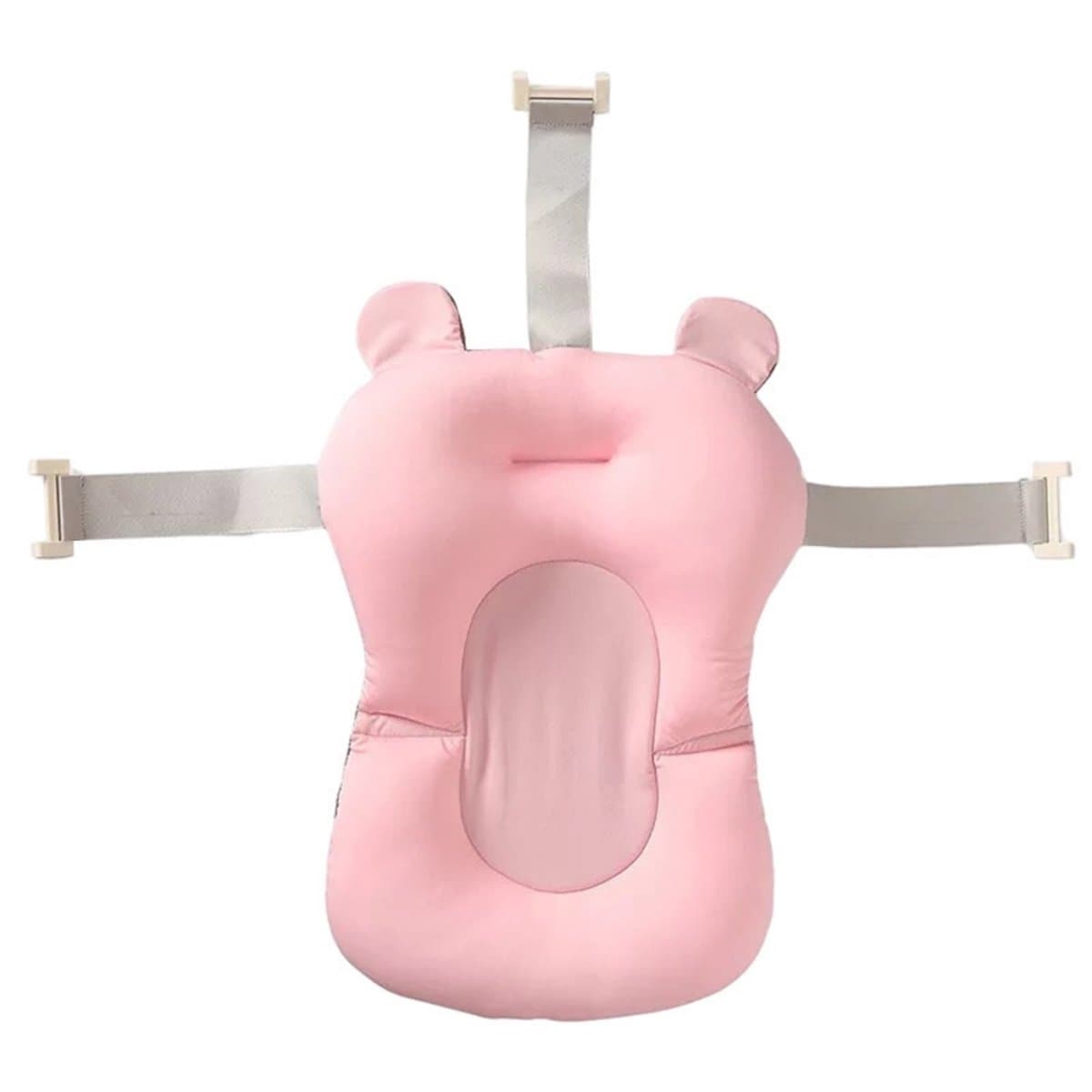 Baby Badkussen - Anti-Slip Drijvend Badstoeltje - Nieuweling Badmat met Beerontwerp - Baby Badondersteuningsnet - Roze - 28 x 43 x 26 cm - 1 Stuk (EAN: 9431777230566)