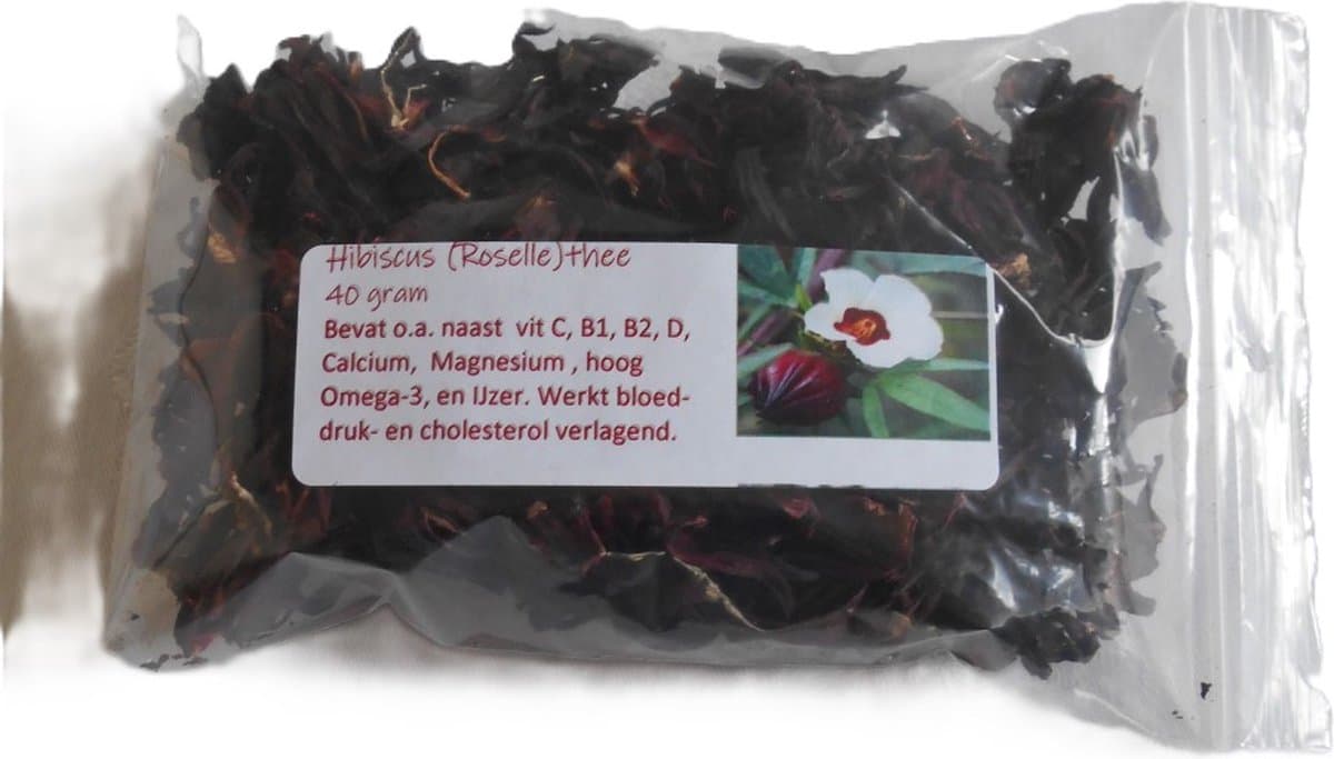 Hibiscus thee - 100% puur - Kruidenthee - Cafeïnevrij - gedroogde hibiscus bloemen - goed doel (EAN: 8720299623415)